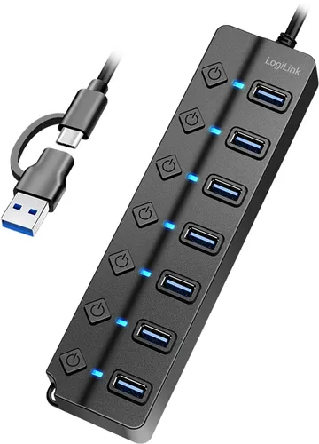 USB-C HUB Verteiler 7 Port mit Ein/Aus Schalter