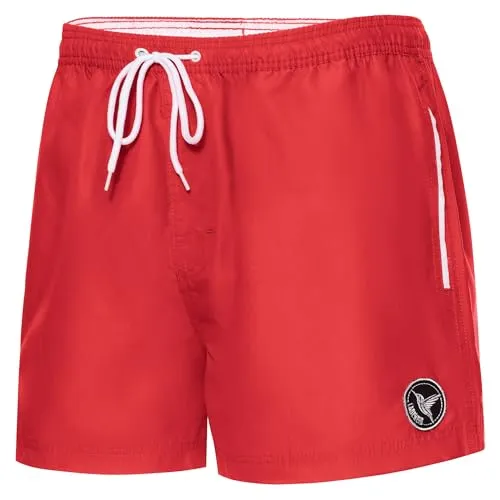 Ladeheid Badehose Herren Bequeme Badeshorts Kurz mit Seitentaschen und Schnürchen, Badeshorts Herren mit Netzfütterung, Perfekt für Sommer, Strand und Schwimmbad – LA40-199 (Rot, XXL)