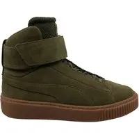 Puma -Plattform mit mittlerem Ow -Gurt Leder Schnürung Grüne Frauen Trainer 364588 01
