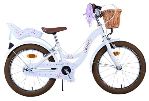 Volare Blossom Kinderfahrrad - 18 Zoll - Weiß mit Zweihandbremsen - Straßenfahrrad für Mädchen, 18 Zoll, sicher mit Zweihandbremsen und stilvollem Design für unvergessliche Abenteuer.
