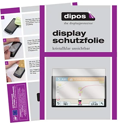 dipos I 2X Schutzfolie klar kompatibel mit Garmin Camper 770 LMT-D EU Folie Displayschutzfolie
