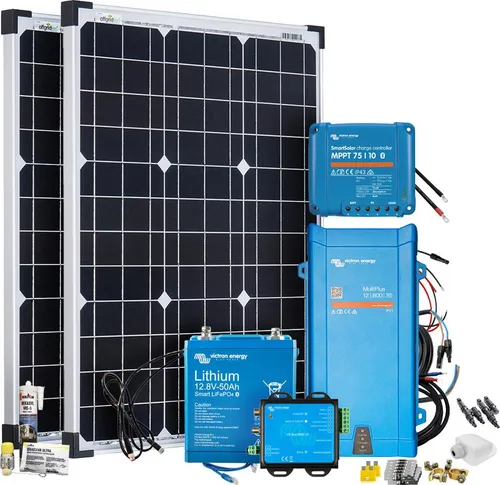Offgridtec Mobil VeCore S 100W 640Wh Wohnmobil Solaranlage inkl. MultiPlus12/800/35 Wechselrichter Laderegler - weiß
