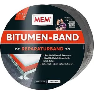 MEM Bitumenband alu, selbstklebend, wasserdicht, 15cm x 10m - Klebstoffe - Selbstklebendes, aluverstärktes Dichtungsband mit dauerhafter Klebekraft, ideal für verschiedene Materialien und Anwendungen.
