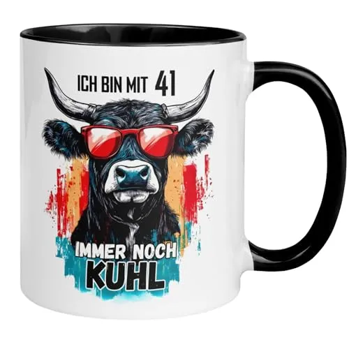 Momentals Tasse 41. Geburtstag Mann Frau – 41 und immer noch Kuhl – Männer Frauen, Beidseitiger Druck · Links- & Rechtshänder · Spülmaschinenfest