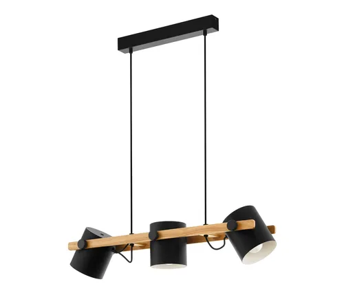 EGLO Pendellampe Hornwood - 3-flammige Vintage Hängelampe - Industrial Design Pendelleuchte aus FSC-zertifiziertem Holz und Stahl, perfekt für Wohnzimmer und Esszimmer, mit Dimmfunktion je nach Leuchtmittel.