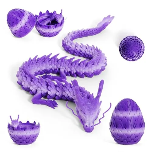 FANGHENG 3D gedrucktes Drachenei Geheimnisvolle Drachen Spielzeug Realistische Beweglicher Drache Flexible Gelenke berraschung Easter Dracheneier Schreibtischspielzeug (Lollipop Lila)