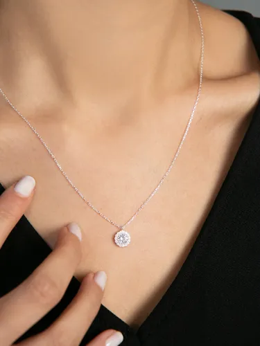 Heliophilia Silber-Halskette mit Zirkonia-Anhänger