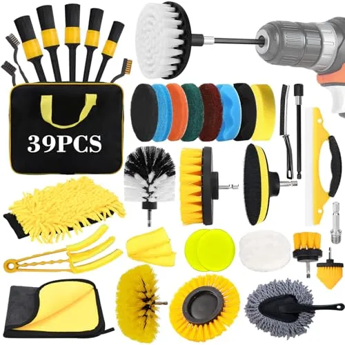 TEGOVE 39 Pcs Auto Reinigungsset,Auto Reinigungsbürsten,Auto Putz Set mit Detailing Pinsel,Auto Waschen Set für Auto Reinigung Innenraum und Außen,Lüftungsschlitz,Motor,Rädern,Haushaltsreinigung