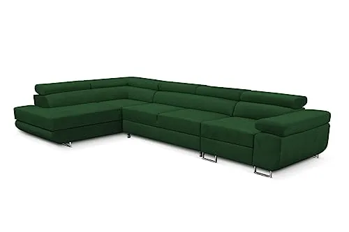 KREATIVE FURNITURE & DESIGN Ecksofa Links 343x88x203 cm - Sofa mit Schlaffunktion - Geräumig Eckcouch - Couch L Form - Wohnlandschaft L-Form Perfekt Für Ihr Zuhause Grün Links