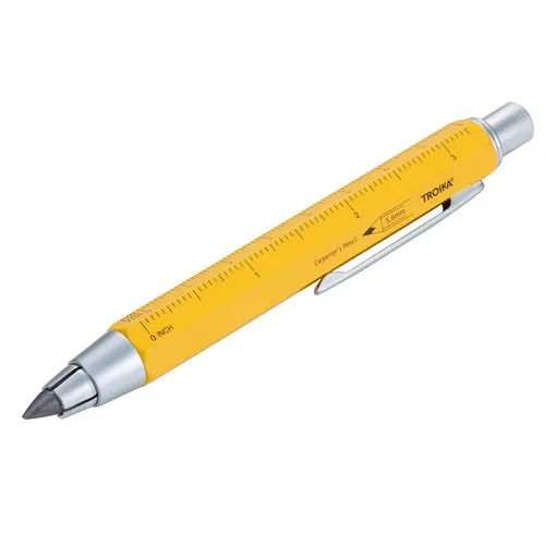 TROIKA ZIMMERMANN 5,6 BLEISTIFT - Fallminen-Stift mit integriertem Anspitzer - Druckbleistift für Handwerker und Ingenieure, ideal für rauen Oberflächen mit stabiler 5,6 mm HB-Mine und gut ablesbaren Skalen.