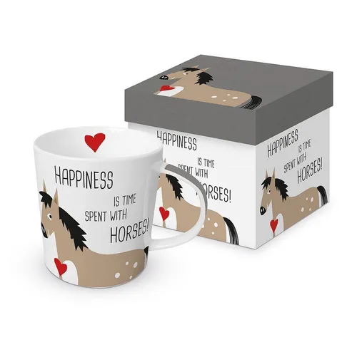 PPD Becher Porzellan Tasse, Becher mit Geschenkbox, Trend Mug Tee - Kaffee, Porzellan Kollektion Happiness and Horses, Frühling Vogel - Tiere / Sommer Blumen