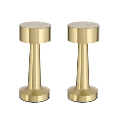 2x Akku Tischleuchte Gold Touchfunktion 3 Weisstöne Nachttischlampe Dimmbar