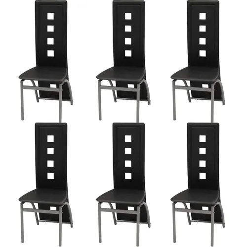 The Living Store Esszimmerstühle 6er Set Kunstleder Schwarz
