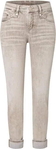 Mac - Damen 5-Pocket Jeans, Rich Slim (5703-90-0389L), Größe:W36, Länge:L30, Farbe:beige Colored wash (D092)