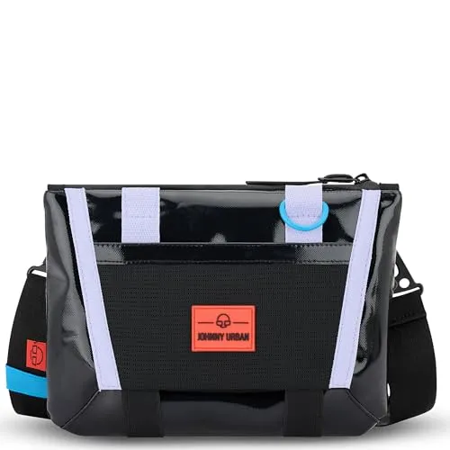 Johnny Urban Avery Brusttasche Schwarz Lila - 2-in-1 Umhängetasche - Herren-Schultertasche mit flexiblen Trageoptionen als Umhängetasche oder Brusttasche. Wasserabweisendes Material und durchdachtes Design für Stadt, Reisen und Festivals.