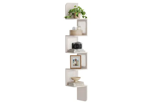 VASAGLE Eckregal 5 Ebenen – Schweberegal für Wandmontage - Stylisches Eckregal aus Holzspanplatte, ideal für platzsparende Lösungen. Mit 5 Ebenen bietet es vielseitigen Stauraum für Ihre Deko und Bücher.