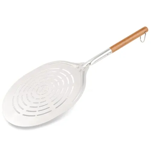 MOESTA-BBQ 19522 Pizzaschieber No. 2 - Aluminium-Pizzaschaufel gelocht mit Holzgriff - Pizzabacken wie beim Italiener