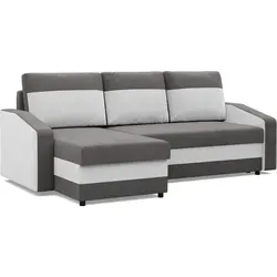 Ecksofa mit Schlaffunktion Orion, Grau + Weiß von Mebligo