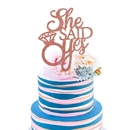 Unimall Roségold Sie sagte ja Cake Topper für Verlobung Brautdusche Hochzeit Dusche Vorschlag Bachelorette Party Dekorationen Lieferungen
