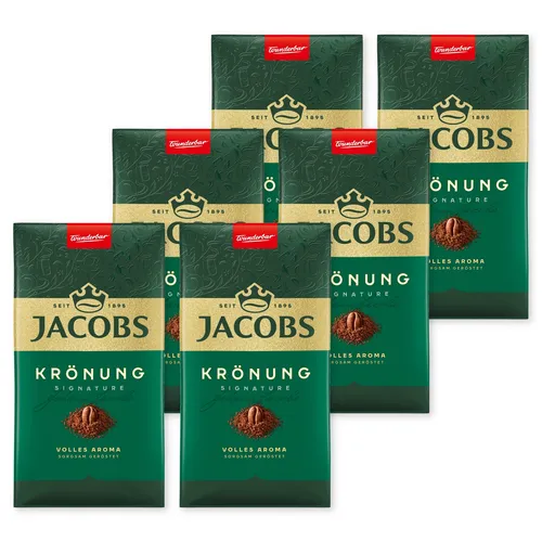 JACOBS Filterkaffee Krönung 100% Arabica - 6 x 500 g - Kaffee, aromatischer gemahlener Röstkaffee aus 100% Arabica-Bohnen, ideal für Kaffeeliebhaber und Genussmomente.