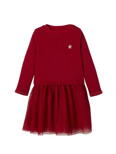 Vertbaudet Festliches Mädchen Kleid, Materialmix Ziegel 122 in rot von Vertbaudet