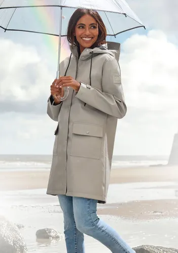 Regenjacke ELBSAND für Damen, Gr. 38, hellgrau - Modische Funktionsjacke mit Mesh-Einsatz für optimale Belüftung. Wasserdicht und stylish, ideal für wechselhaftes Wetter.
