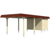 Skan Holz Carport Wendland Natur + Anbau 362 x 870 cm