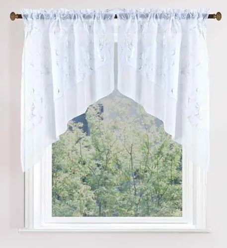 Gardinenbox 2er-Set Scheibengardine HxB 80x80 cm Weiß »PLAUEN« Kurzgardine Tunneldurchzug Bogen Gardine Universalband Bistrogardine, 2023730