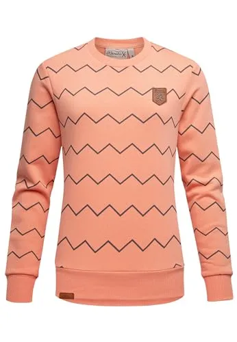 REPUBLIX Damen Print Kapuzenpullover Sweatjacke Pullover Hoodie Sweatshirt RD-016 Corall L
