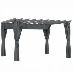 Pergola 3,6x3m Dunkelgrau – Wetterfeste Terrassenüberdachung mit verstellbarem Dach - Robuste Pergola aus pulverbeschichtetem Aluminium und Polyester. Ideal für den Garten oder die Terrasse, bietet Schutz und Langlebigkeit. Inklusive Bodenanker und Montagezubehör.