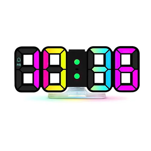 3D LED Wecker, dimmbar, 3 Stufen, Nachtlicht, Digitaluhr & Wanduhr, stufenlos