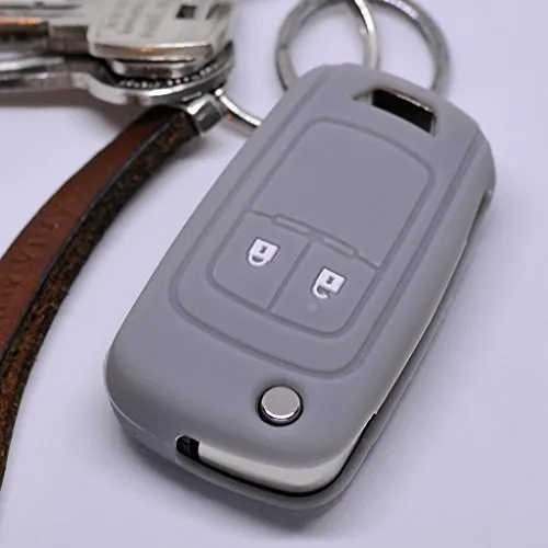 Soft Case Silikon Auto Schlüssel Schutz Hülle Klappschlüssel Grau kompatibel mit Opel Chevrolet ab 2008