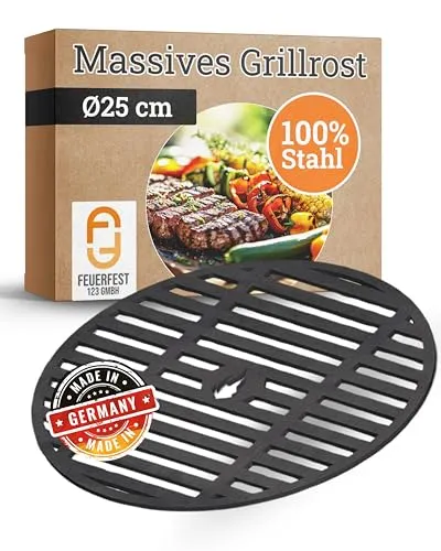 Feuerfest 123 Grillrost rund Ø 25cm – Hochwertiges Grillgitter aus massivem Stahl