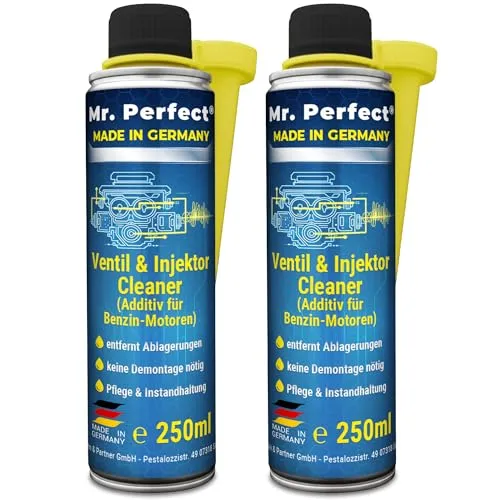 Mr. Perfect Ventil & Injektor Cleaner Benzin 2x250ml | Einspritzdüsen Reiniger entfernt Ablagerungen & fungiert als Kraftstoffstabilisator | Benzin Additiv für gleichmäßigen Motorbetrieb