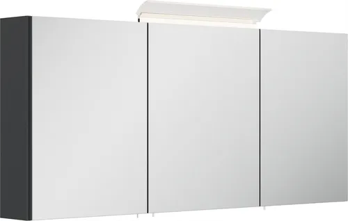 Spiegelschrank 140cm mit LED-Lampe und Glasböden - Hochglanz Spiegelschrank mit 6 Glasböden, Soft-Close-Türen und integrierter LED-Acrylglaslampe für stilvolle Beleuchtung und praktischen Stauraum.