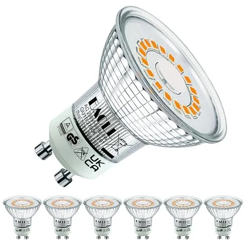 EACLL GU10 LED Warmweiss 6W Ersetzt 80W Halogen Leuchtmittel, 6er-Pack, 610 Lumen 2700 Kelvin Birnen, AC 230V Flimmerfrei Strahler, Abstrahlwinkel 120° Spot, Nicht Dimmbar Ø50xH53mm Reflektorlampen