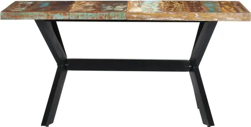 vidaXL Esstisch 160x80 cm aus massivem Altholz - Industrieller Esstisch aus hochwertigem Altholz, einzigartig und robust. Die pulverbeschichteten Stahlbeine sorgen für Stabilität und verleihen deinem Esszimmer einen besonderen Akzent.