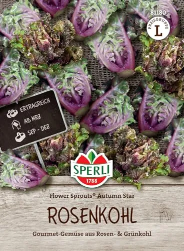 Sperli Rosenkohlsamen Flower Sprouts® Autumn Star, F1 | 81180 | Saatgut für 20 Pflanzen | Ernte ab September | Gemüsesamen | Rosenkohl Samen | Lecker und dekorativ | Neue Gemüsesorte