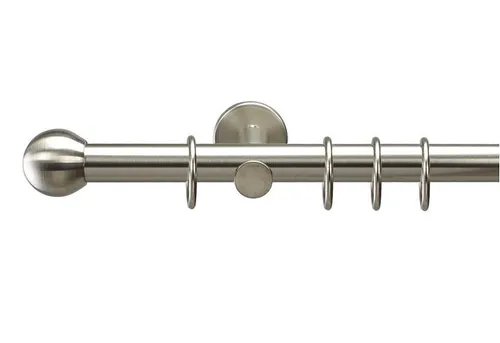 Liedeco Gardinenstange Ø 20 mm, Fixmaß - Edelstahl-Optik - Hochwertige Gardinenstange in Edelstahl-Optik, ideal für stilvolle Fensterdekoration. In verschiedenen Längen erhältlich, inklusive Montagezubehör für einfachen Einbau.