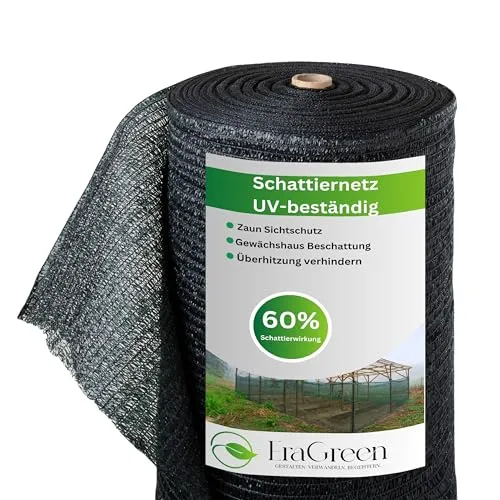 Schattiernetz 50 m x 1,5 m in Dunkelgrün mit 60% Schattierwirkung