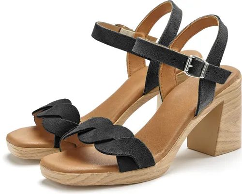 LASCANA Riemchensandalette – Modische Sandale für Damen - Wanderschuhe aus weichem Rindsleder mit 8 cm Blockabsatz, ideal für stilvolle Sommerlooks. Made in Spain, perfekt für jeden Anlass.