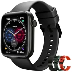 Maoo ProWatch, AMOLED Smartwatch, Damen und Herren, Milanese Armband, 3 Silikonarmbänder, Schrittzähler, Herzfrequenz, Blutdruck, Gunmetal