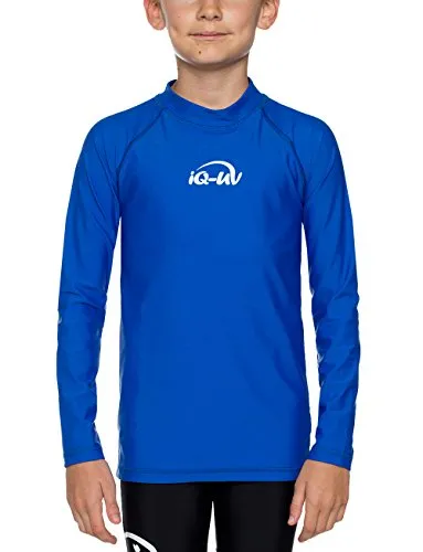 iQ-UV Shirt für Kinder Langarm – UV-Schutz Badeshirt für Jungen & Mädchen mit Lichtschutzfaktor LSF 300 – Schwimmshirt (DE/NL/SE/PL, Numerisch, 164, 170, Regular, Blau (Dark Blue))