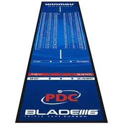 WINMAU Dartmatte Compact-Pro mit Setup Pro Abwurflinie - Dartmatte für Steeldart, sorgt für präzise Abwurflinien und schützt den Boden, Maße: 60x75 cm, ideal für jedes Spielzimmer.
