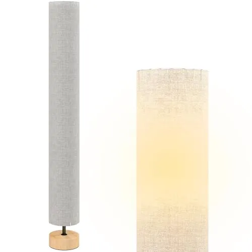 HOMCOM Stehlampe Wohnzimmer, Schlafzimmer, Büro, 120 cm, grau: Lampenschirm aus zeitgenössischem Leinen mit Fußschalter, 2 x Fassung E27