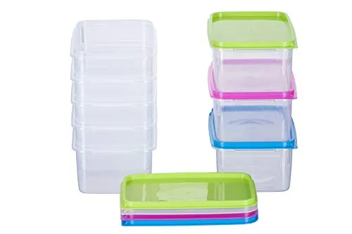 MiraHome Gefrierdosen 8x0,5L rechteckig bunt – Vorratsdosen mit Deckel luftdicht – Transparente Frischhaltedosen mit Deckel – Aufbewahrungsbox Küche für Mealprep & Organisation – Austrian Quality