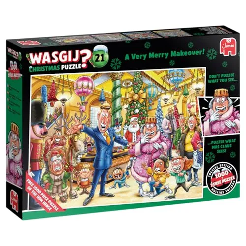 Wasgij Christmas 21 - Eine fröhliche Verwandlung (2x1000 Teile) - Puzzle für Erwachsene mit 2000 Teilen, ideal für gemütliche Weihnachtsabende und fördert die Kreativität und Geduld.