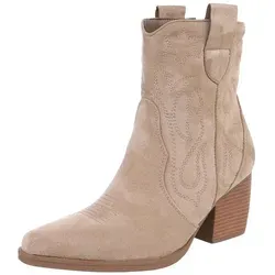 Ital-Design Stylische Westernstiefelette mit Blockabsatz für Damen Westernstiefelette (89937922) Blockabsatz Stiefeletten in Hellbraun braun 36 EU