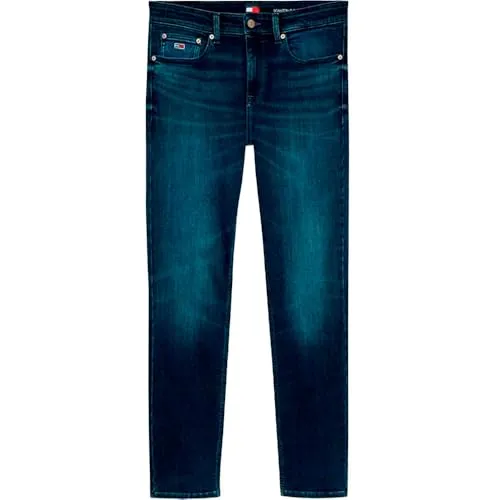 Tommy Jeans Herren Scanton Slim Jeans - Denim Dark, 30W/30L - Stylische Slim Fit Jeans mit Whisker- und Fade-Effekten, fünf Taschen und Tommy Jeans Flag-Patch - ideal für trendbewusste Männer.