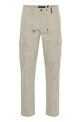 Indicode IDMosat Herren Cargohose aus Leinenmix Lange Hose, Größe:L, Farbe:Fog (004)